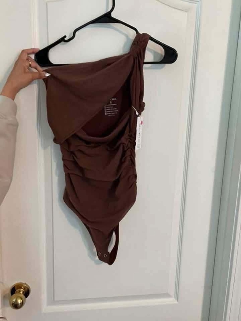Brown Ruched Bodysuit